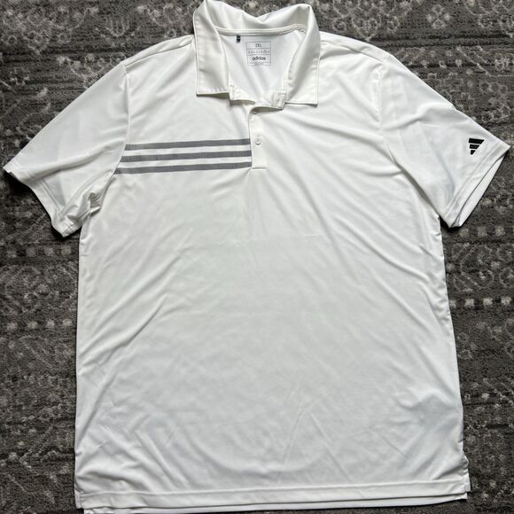 Adidas Golf Polo Shirts Lot of 2 Size 2XL Short Sleeve White Navy Stripe - Picture 11 of 11
